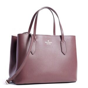 Kate Spade  Harper Satchel Cherrywood Leather Tote Bag with crossbody strap